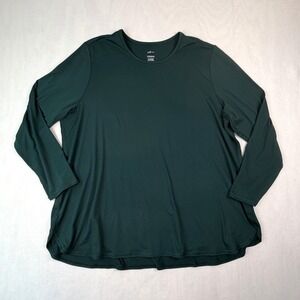 J JILL Fit Performance Long Sleeve Tee Womens 2X Green Soft Stretch Top